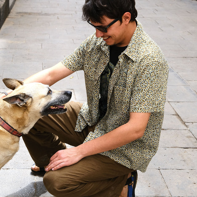 Pentagram Half Sleeve Button Up Shirt