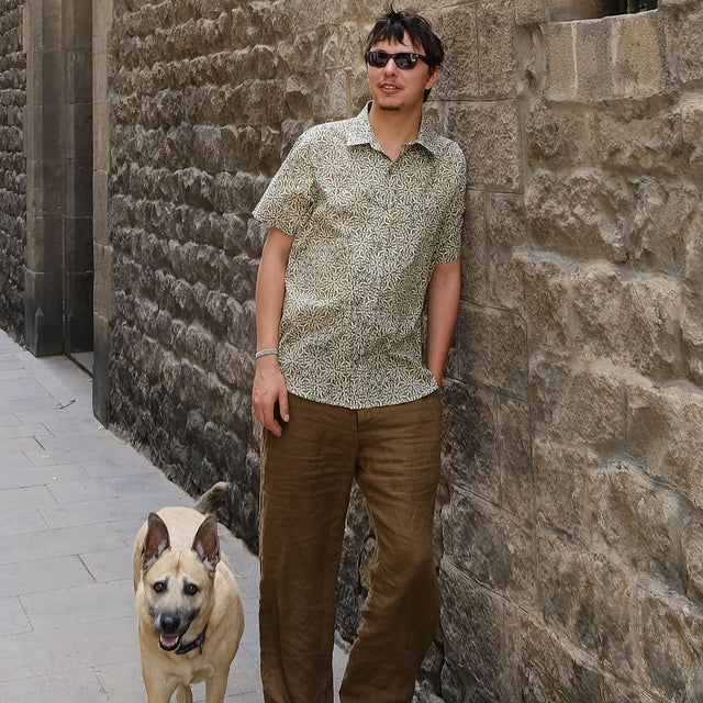 Pentagram Half Sleeve Button Up Shirt