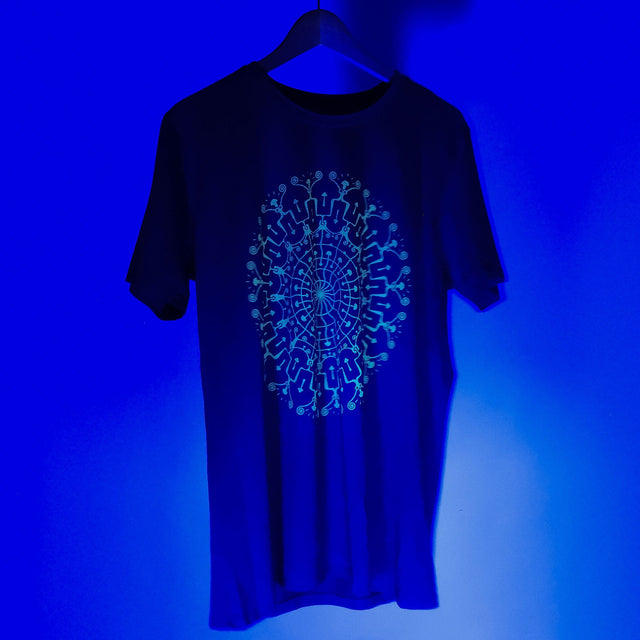 Men's Psychedelic Mushroom Mandala T-Shirt - Glow In Dark