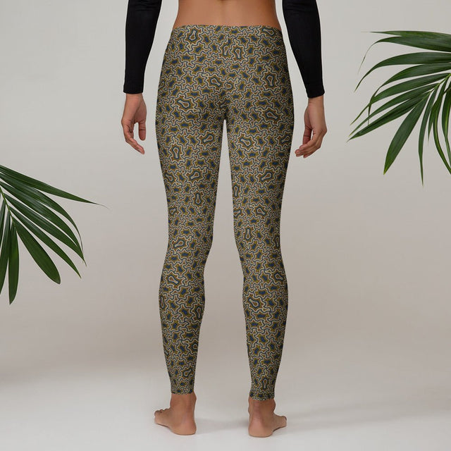 Harpy Steel Cream Geometric Leggings - Architectural Pattern