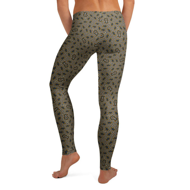 Harpy Steel Cream Geometric Leggings - Architectural Pattern