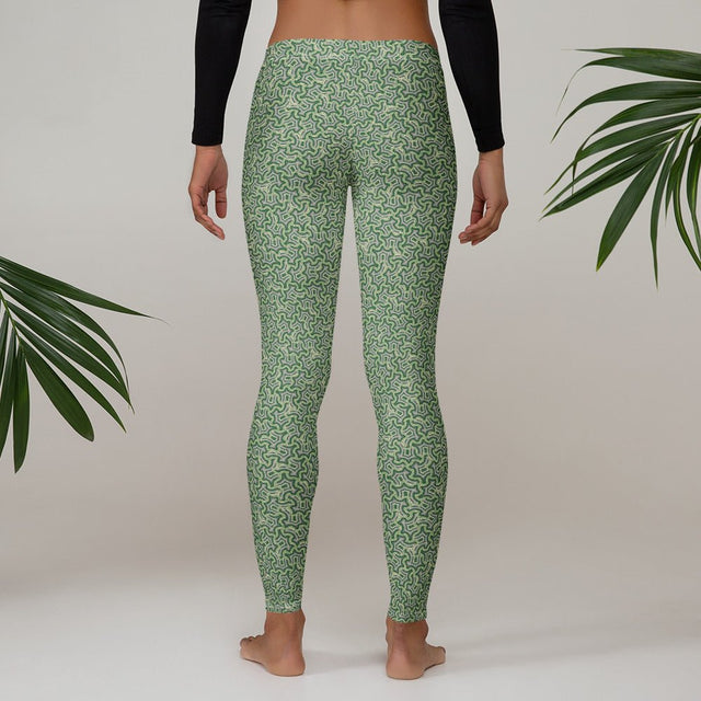 Leggings con estampado geométrico – Itzam Crema Verde