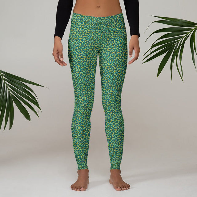 Itzam Green Yellow Geometric Leggings – Organic Tessellation