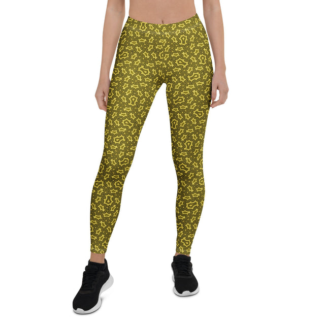 Leggings con estampado geométrico – Marrón oliva arpía