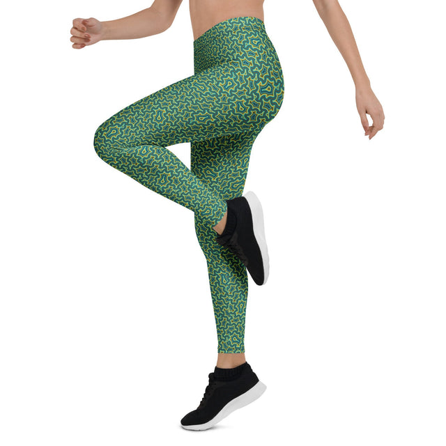 Itzam Green Yellow Geometric Leggings – Organic Tessellation
