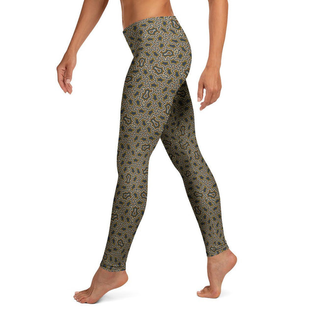 Harpy Steel Cream Geometric Leggings - Architectural Pattern