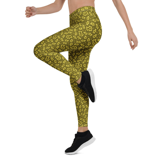 Leggings con estampado geométrico – Marrón oliva arpía
