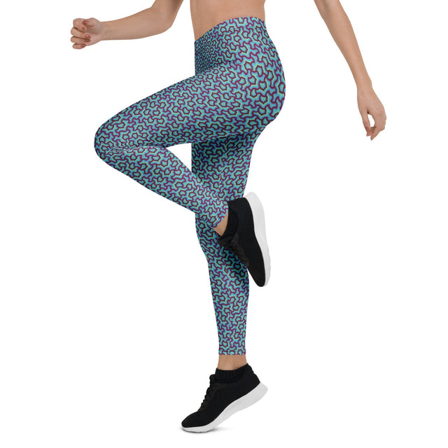 Leggings Geometric Pattern – Scales Blue Glow