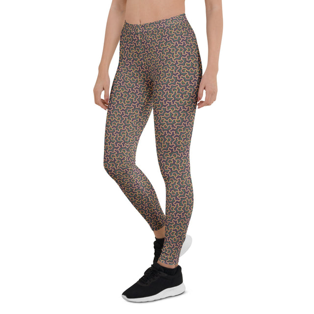 Leggings Geometric Pattern – Scales Orange Purple