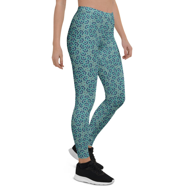 Leggings con estampado geométrico – Escamas azul grisáceo