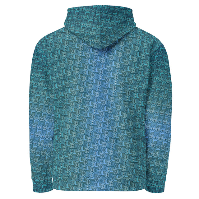 Letter Tessellation Aqua Hoodie - Hidden Typography Optical Art