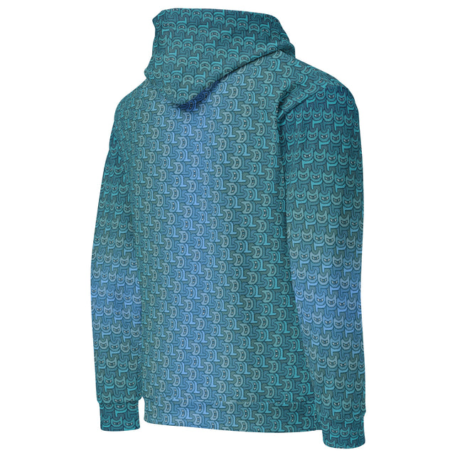 Letter Tessellation Aqua Hoodie - Hidden Typography Optical Art