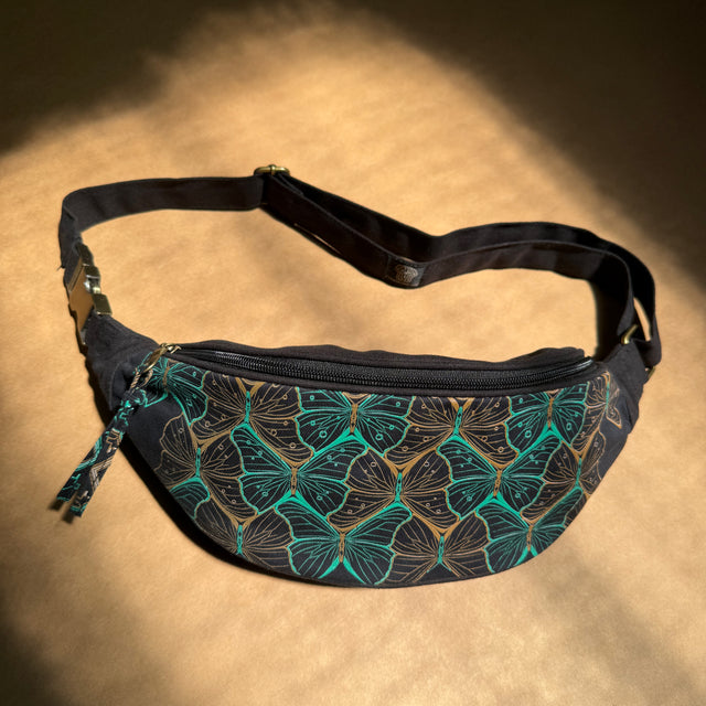 Butterfly Morph canvas fanny pack - black