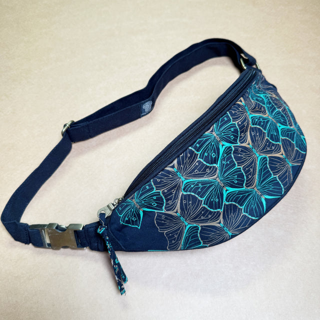Butterfly Morph canvas fanny pack - black