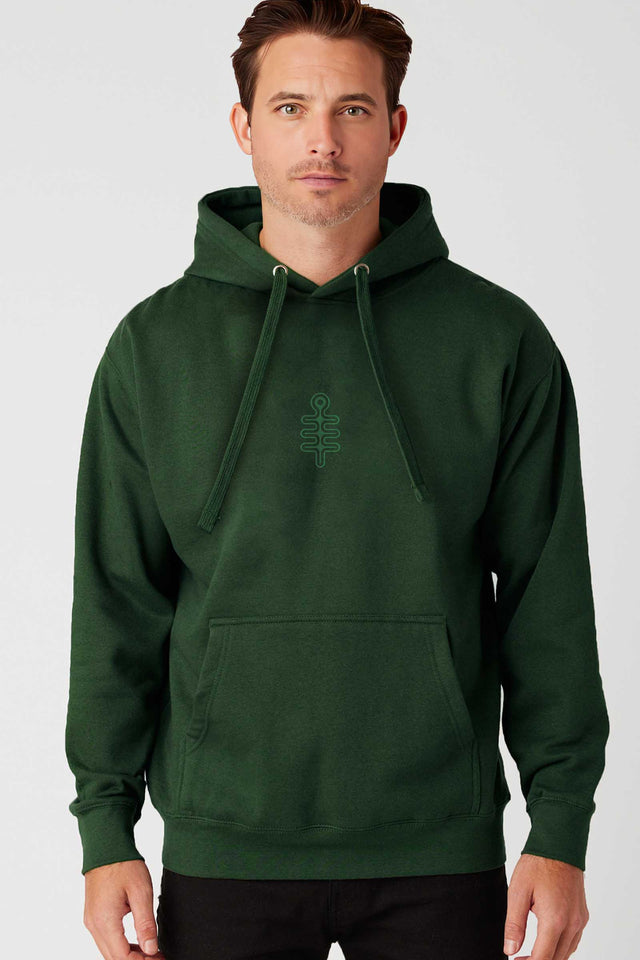 DMT Symbol - Green Embroidery on Forest Green Unisex Hoodie