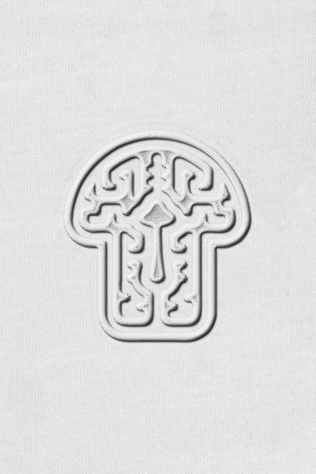 Shroom -White Embroidery on White Unisex Premium Sweatshirt