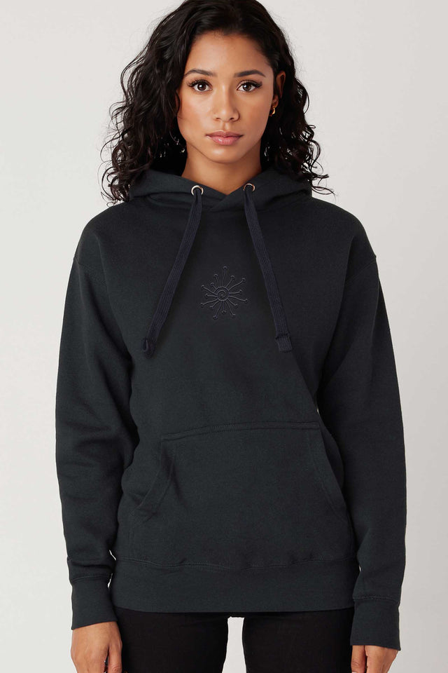 Shroomy - Monochrome Dark Embroidery - Men Hoodie