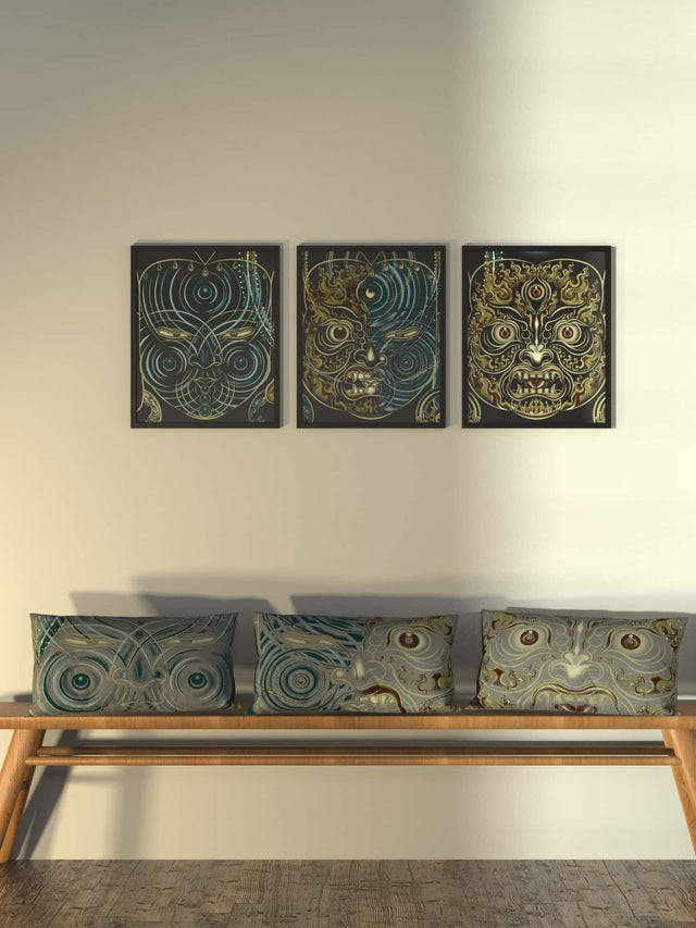 Set of 3 Yogabhoga Faces Cushion