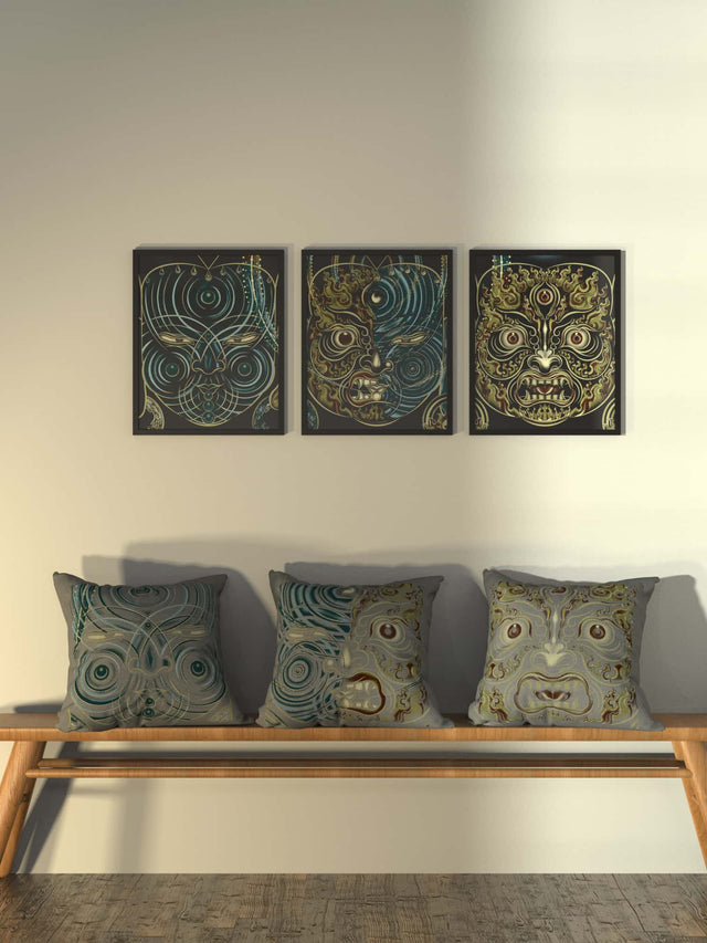 Set of 3 Yogabhoga Faces Cushion