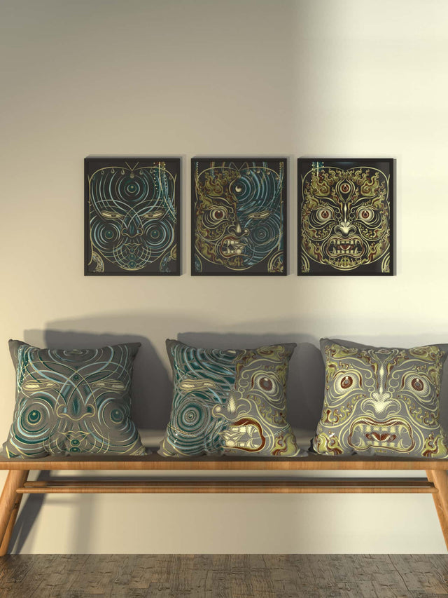Set of 3 Yogabhoga Faces Cushion