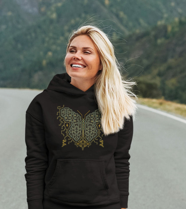 Shipibo Butterfly Unisex Hoodie - Made to order - Choice of Colours