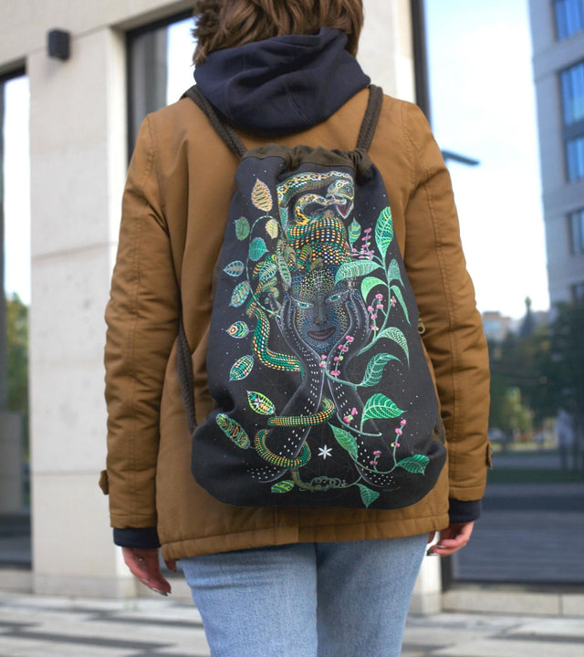 Aya Drawstring Bag - Ayahuasca Art with UV Reactive Glow Ink
