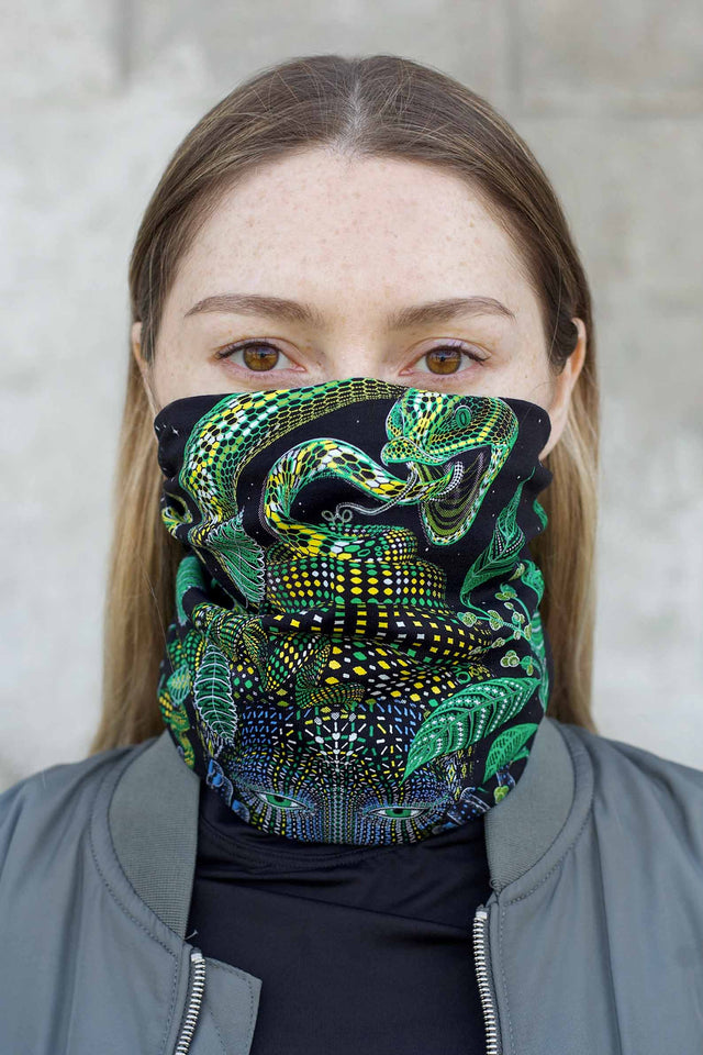 Aya Ceremony Art Neck Gaiter — Black