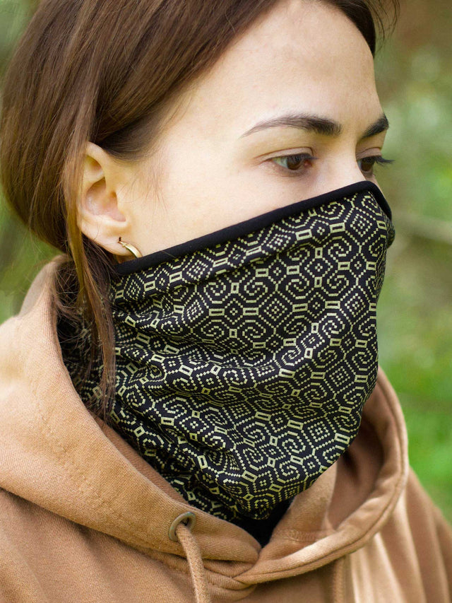 Shipibo Amazonian Art Neck Gaiter — Black