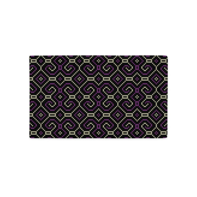Shipibo-Conibo Cushion - Purple Beige on Black