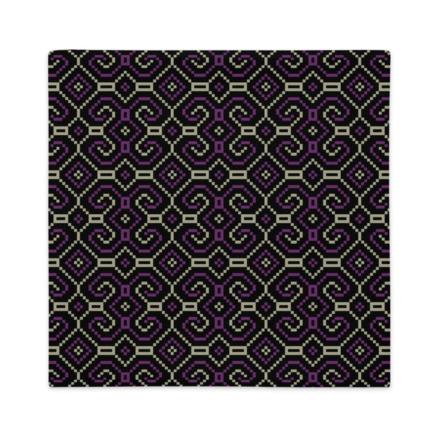 Shipibo-Conibo Cushion - Purple Beige on Black