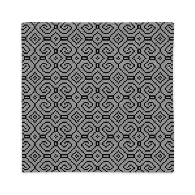Shipibo-Conibo Cushion - Black on Grey