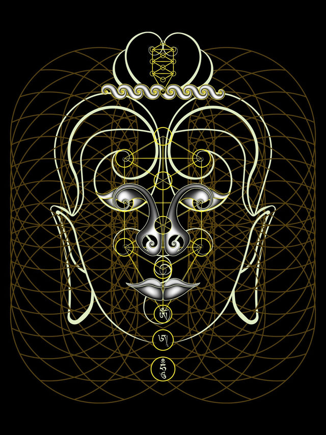 Mantra Geometry Buddha Men's T-Shirt - Black