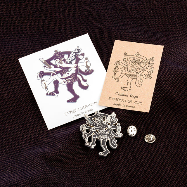 Chillum Yoga Black 2" Lapel Pin - symbolika