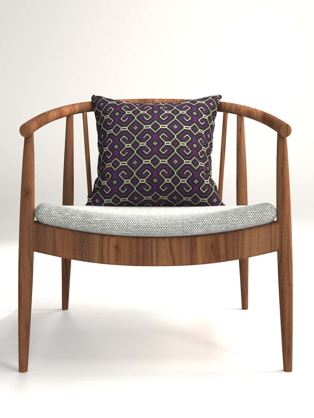 Shipibo-Conibo Cushion - Purple Beige on Black