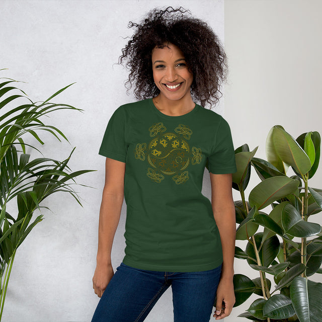 Blume des Lebens - YinYang - Kurzärmeliges Damen T-Shirt - Farben - Auf Bestellung gefertigt