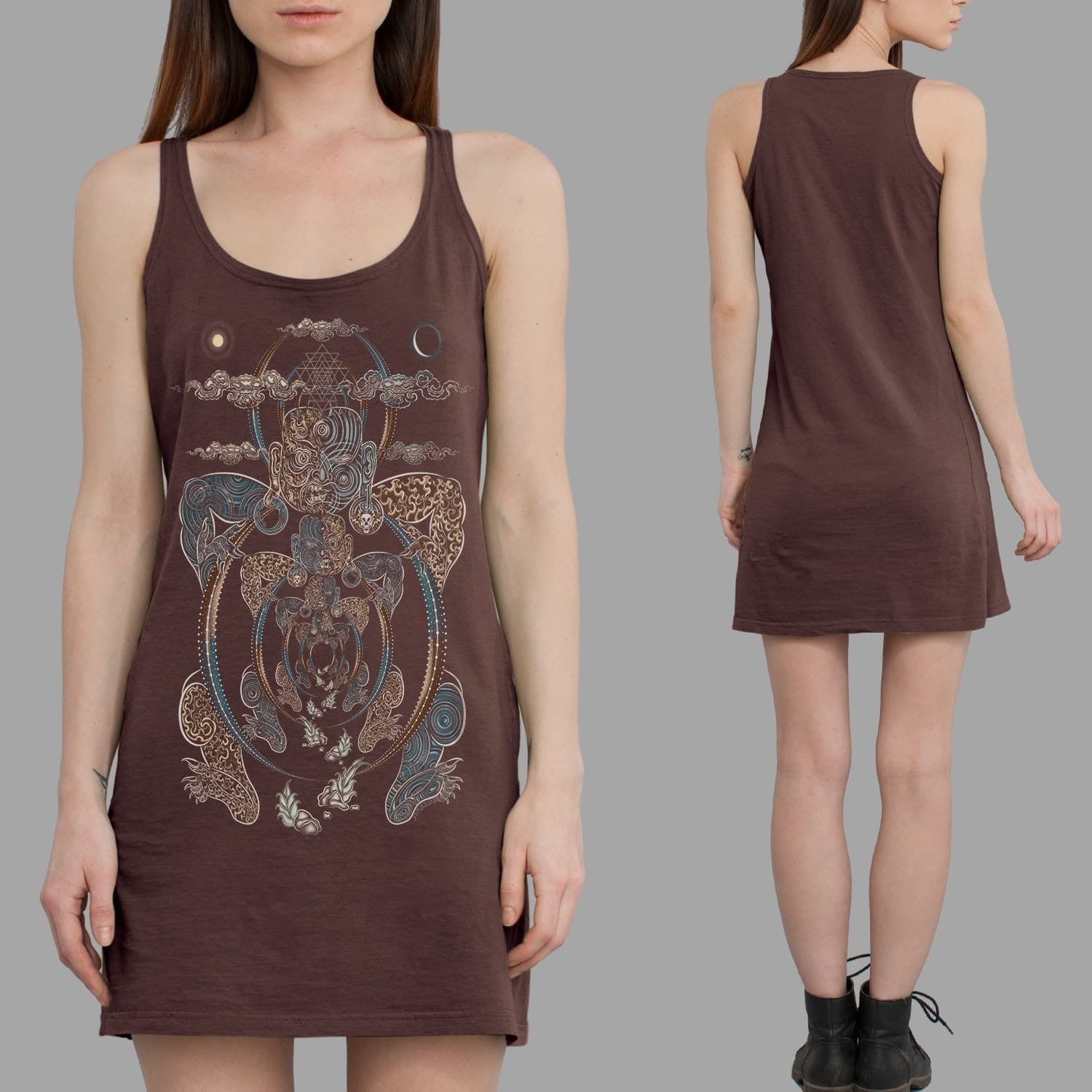 Yogabhoga Dress Brown — visionary art by Symbolika