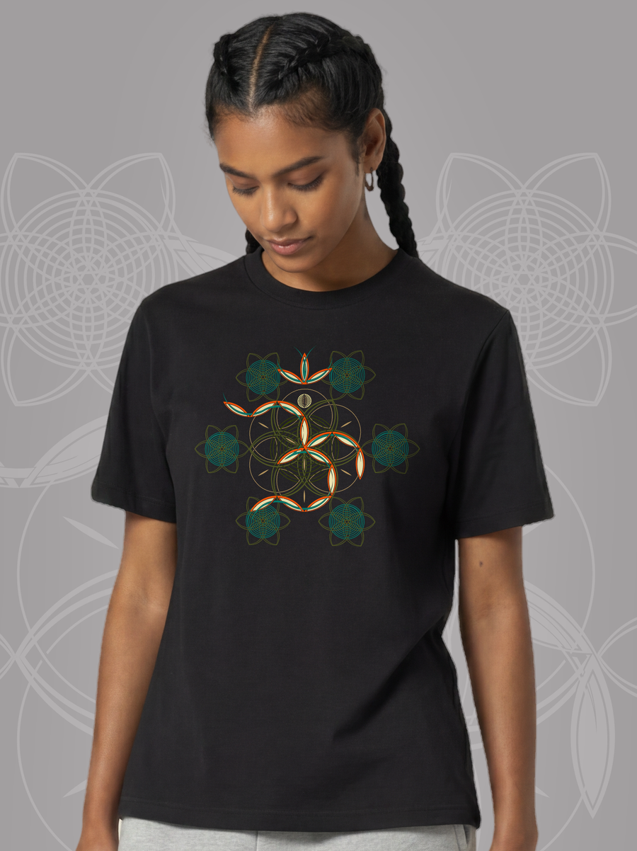 Flower of Life OM — Black — woman bust