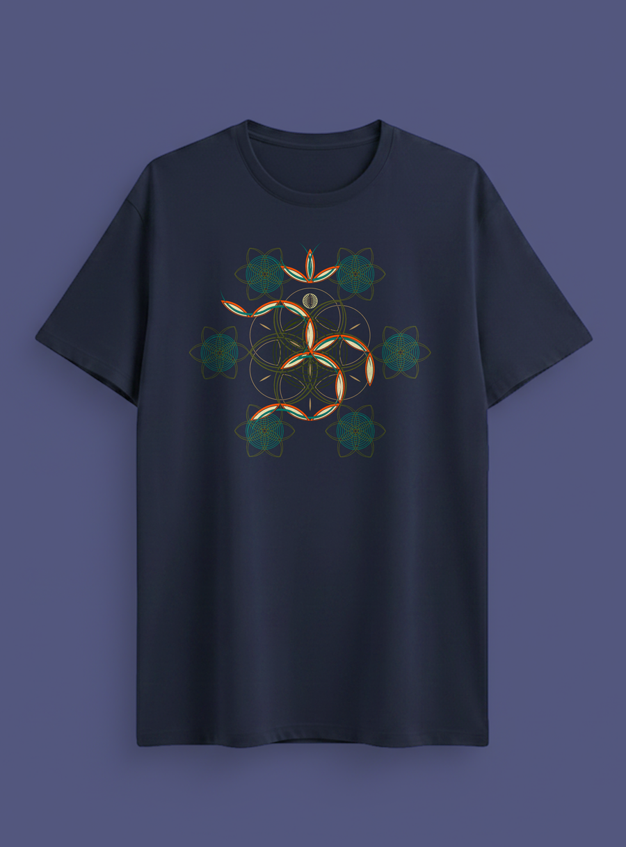 Flower of Life OM — Navy — flat