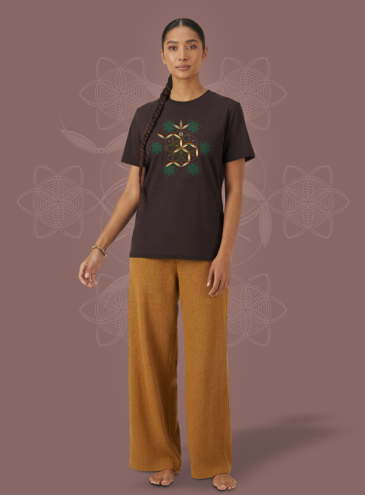 Flower of Life OM — Brown — woman full