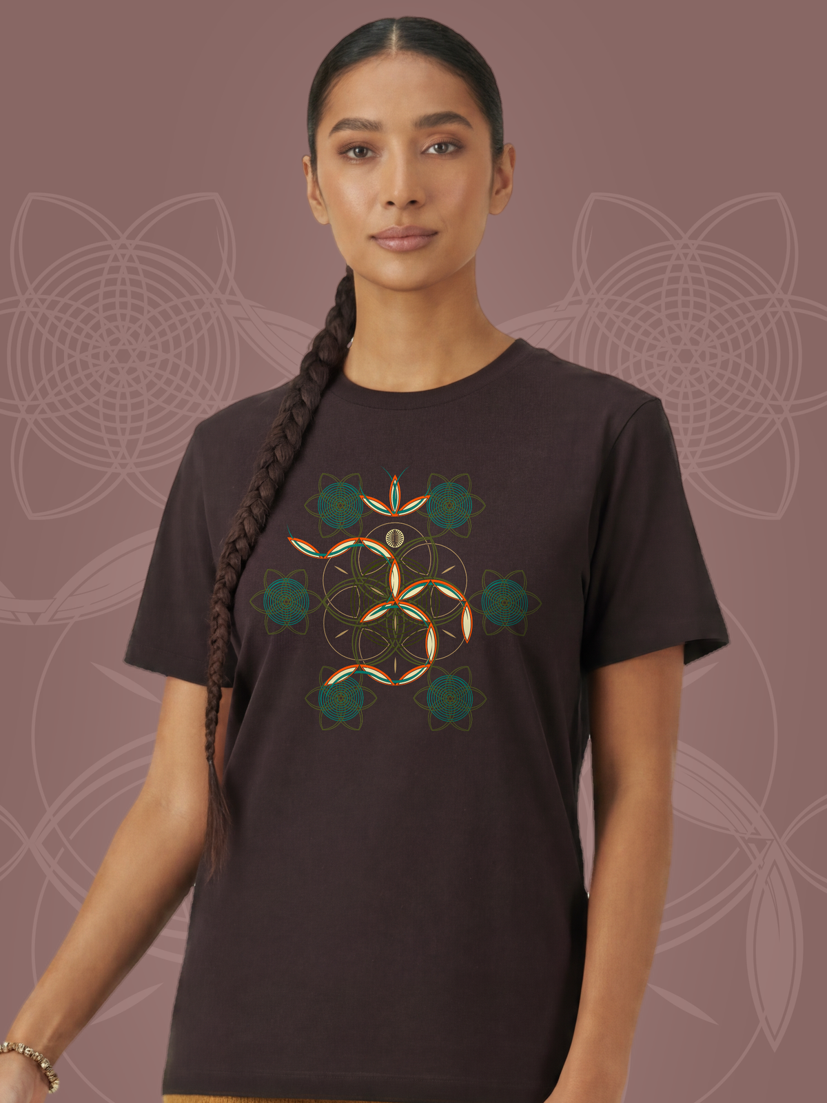 Flower of Life OM — Brown — woman bust