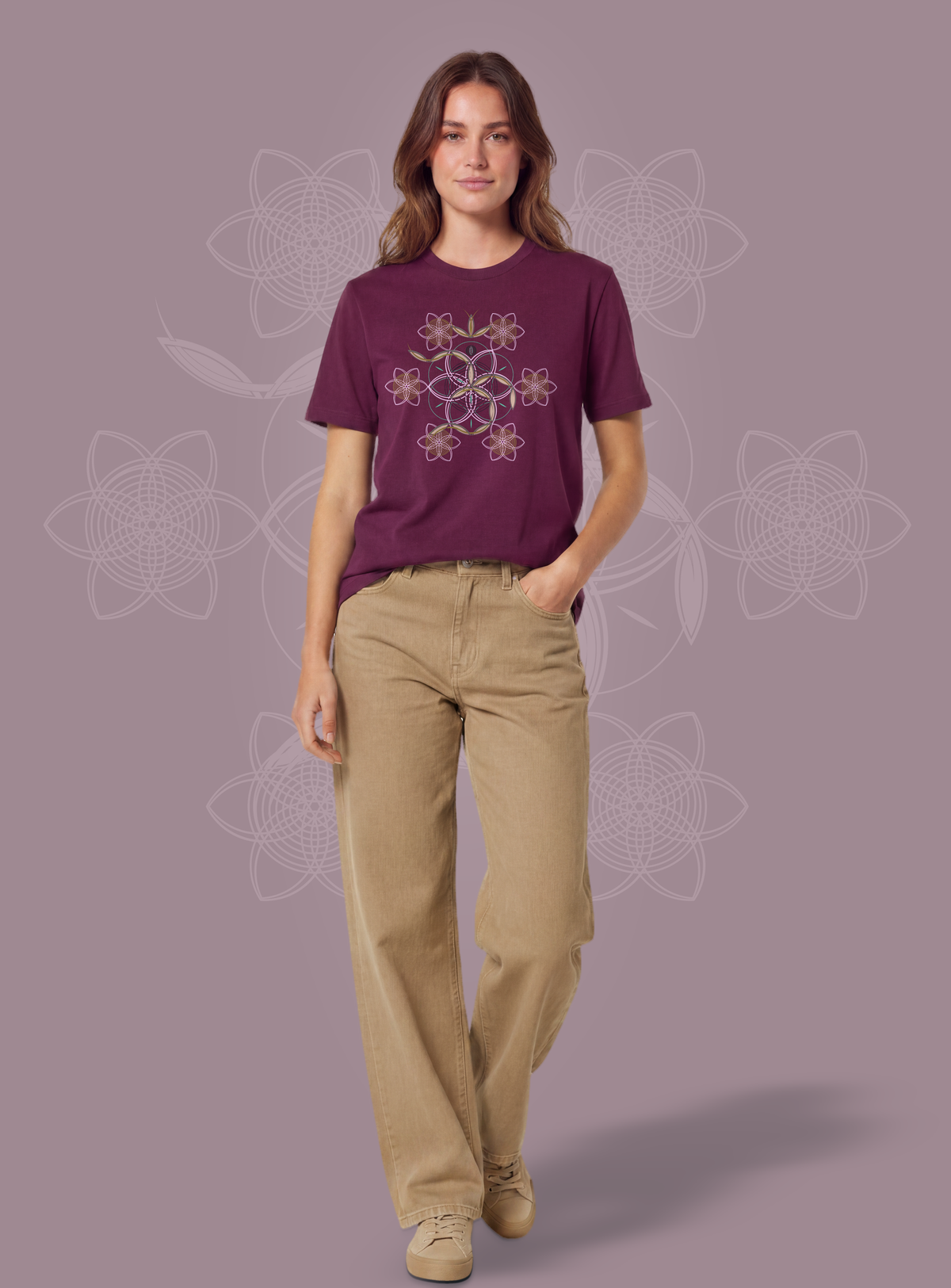 Flower of Life OM — Maroon — woman full