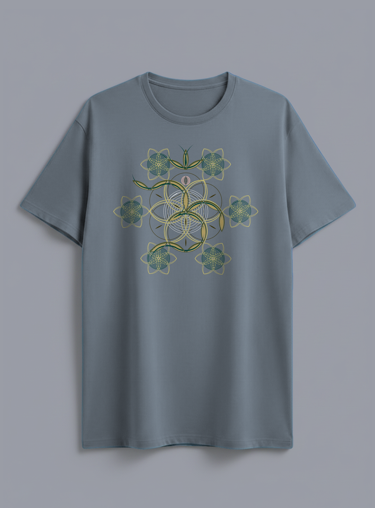 Flower of Life OM — Steel Blue — flat