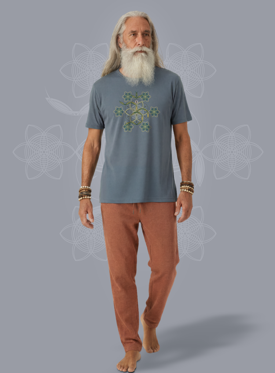 Flower of Life OM — Steel Blue — man full