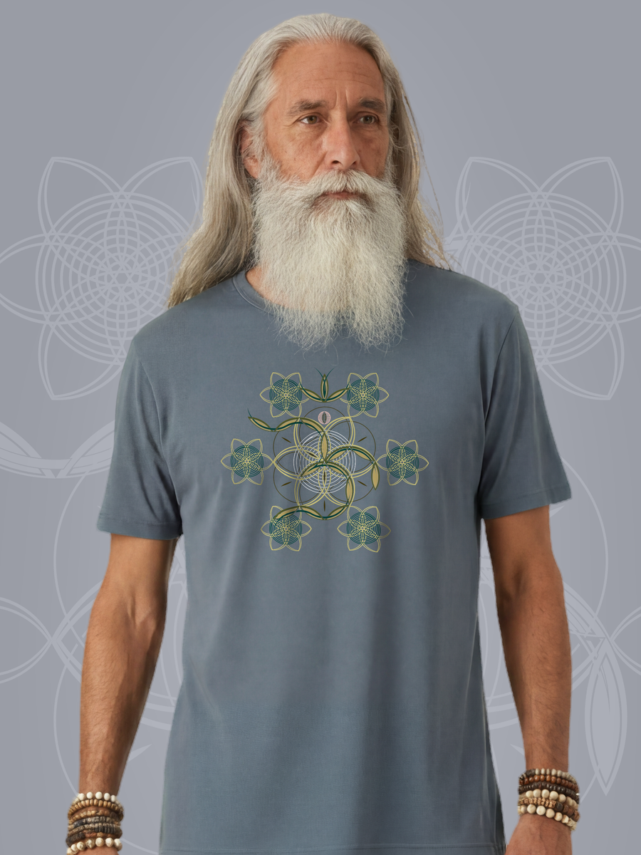 Flower of Life OM — Steel Blue — man bust