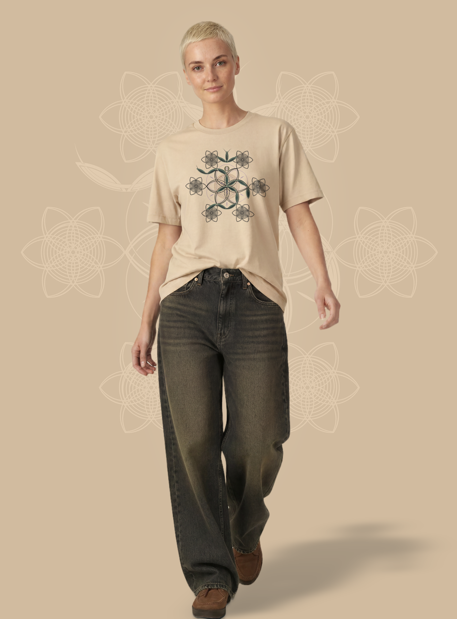 Flower of Life OM — Soft Cream — woman full