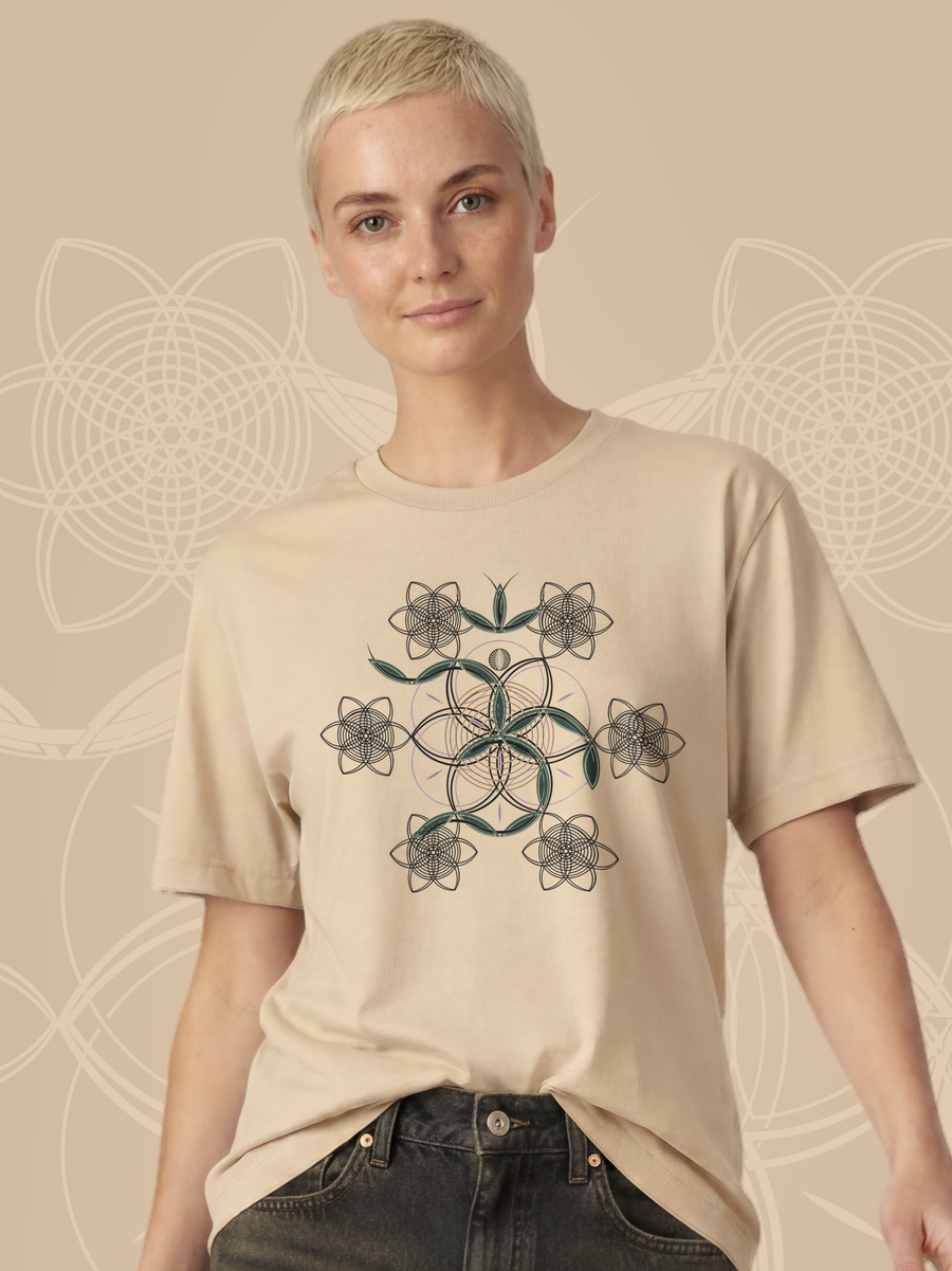 Flower of Life OM — Soft Cream — woman bust