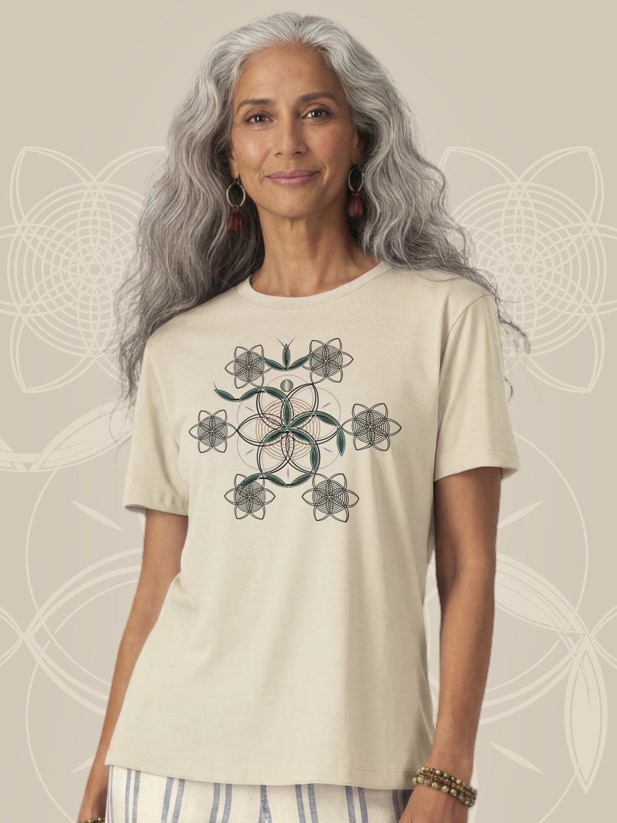 Flower of Life OM — Natural — woman bust