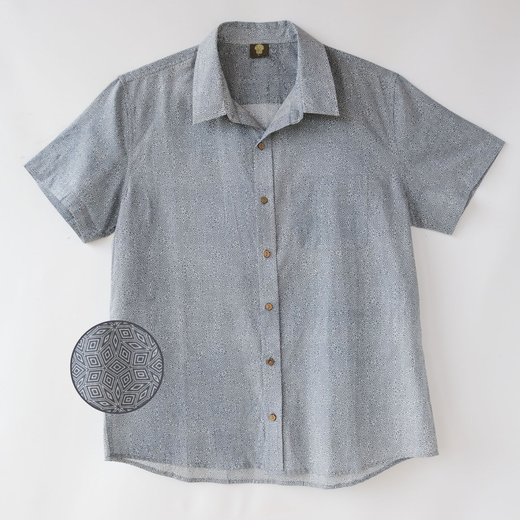 penrose cubes Half Sleeve Button Up Shirt - symbolika