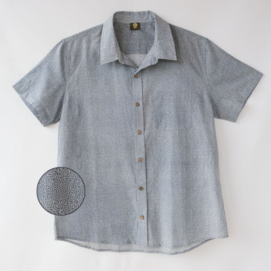 penrose cubes Half Sleeve Button Up Shirt - symbolika