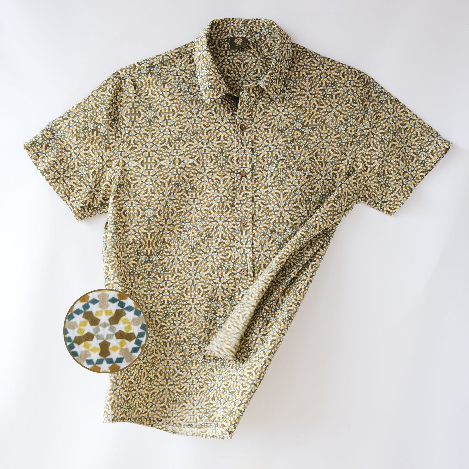 Pentagram Half Sleeve Button Up Shirt - symbolika